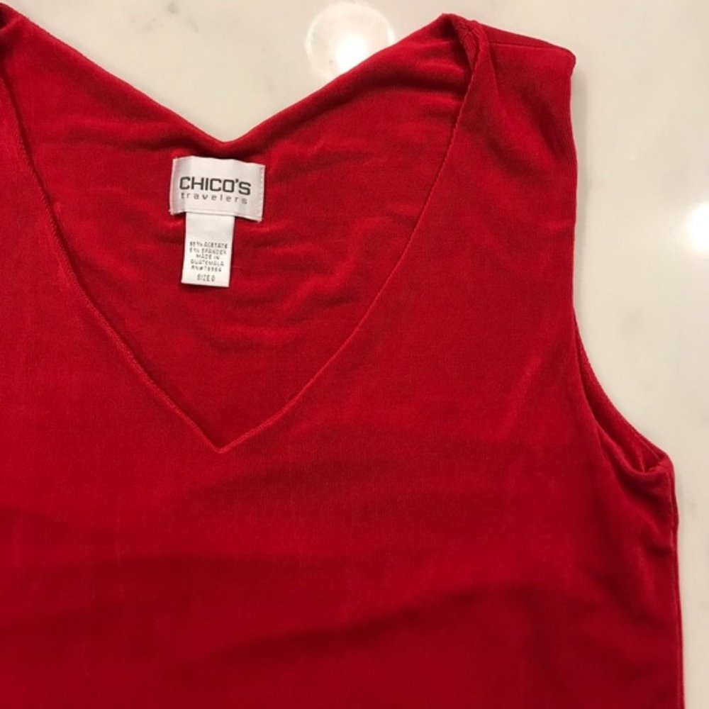 Vintage Chico’s Travelers Collection Tank Top Ruby Red Size 0 - Picture 6 of 8